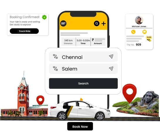 Chennai to Salem Cab Service Easy and Affordable Rides Book a Chennai to Salem cab online for a safe, affordable, and hassle-free ride with instant confirmation.